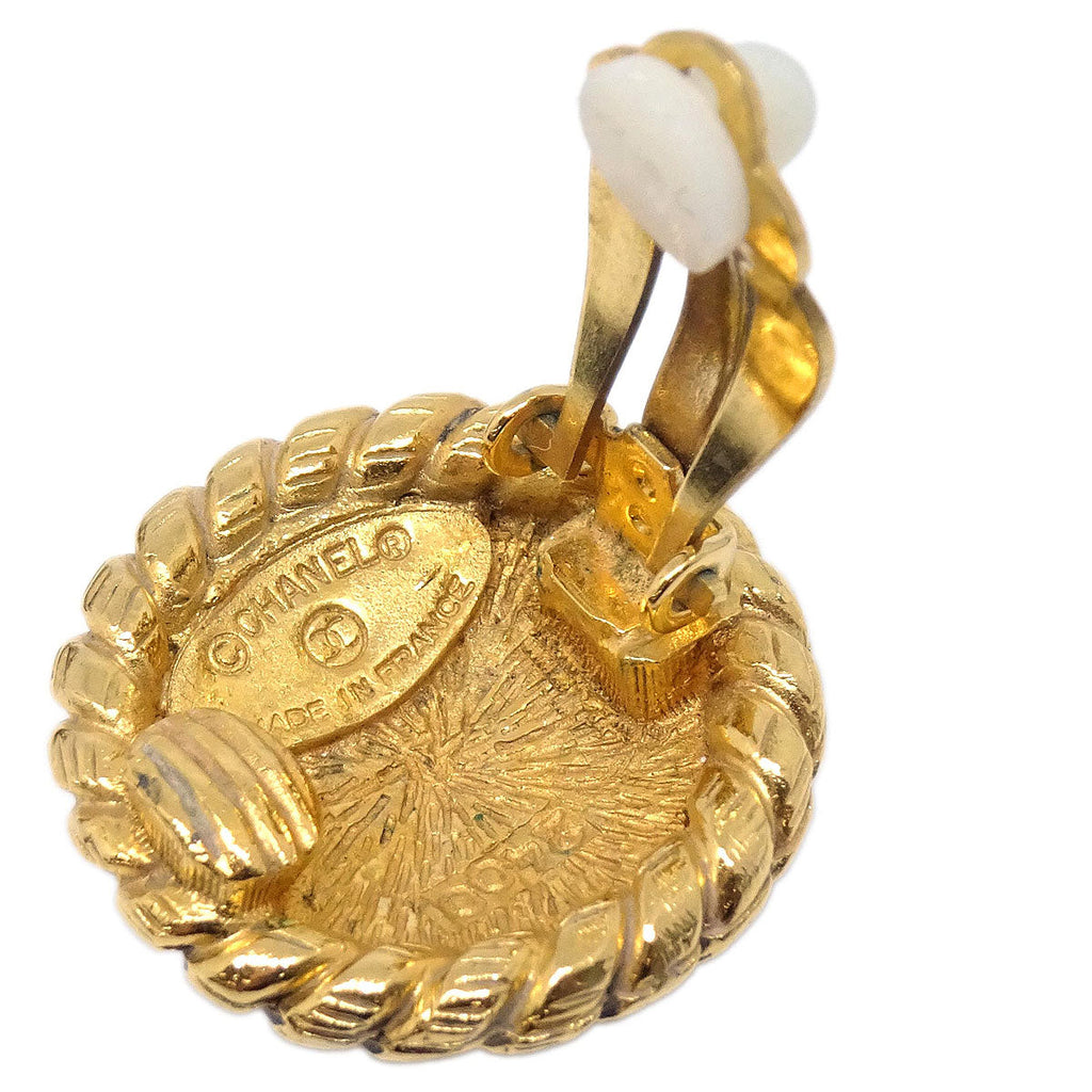 Chanel Button Clip-On Earrings Gold 2400
