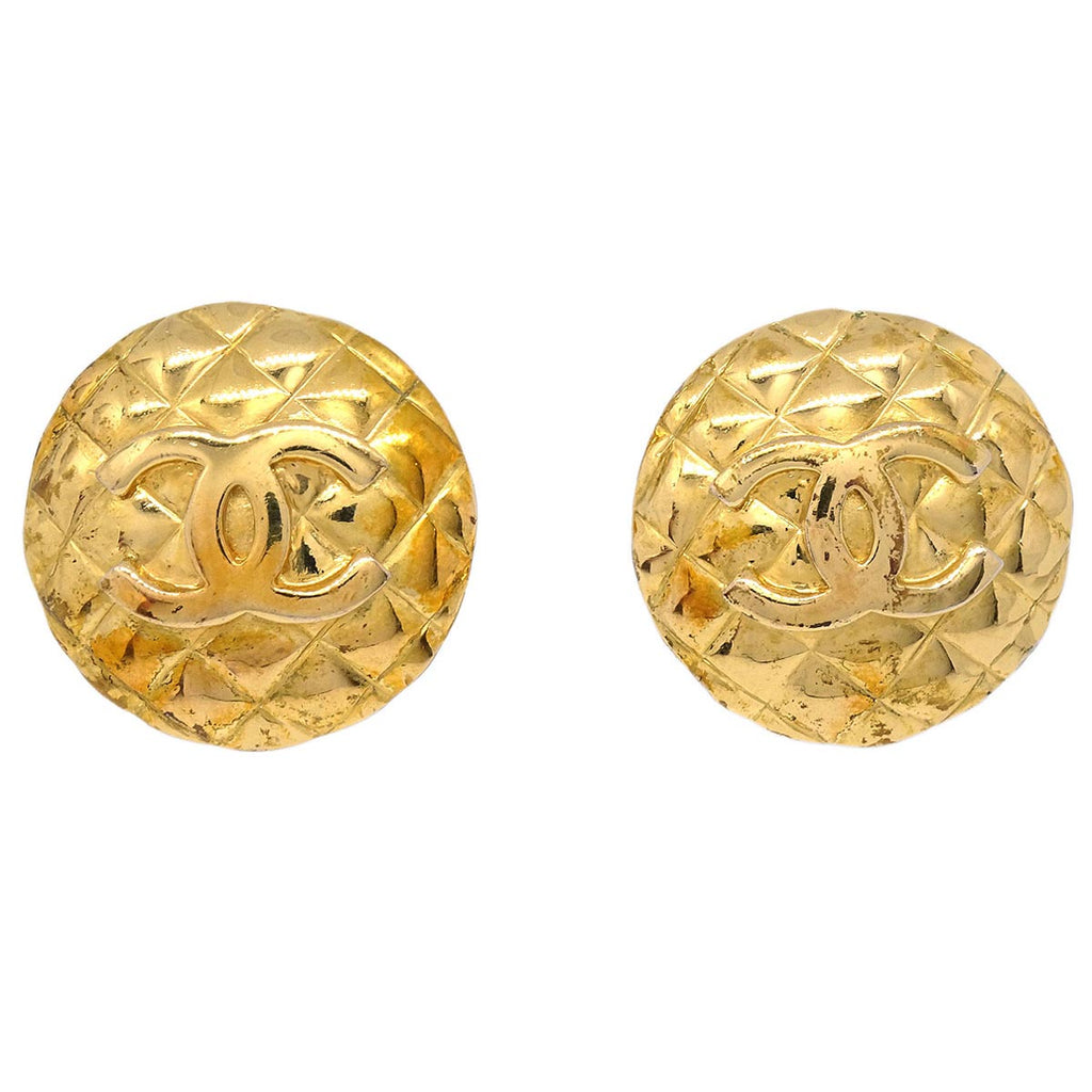 Chanel Button Clip-On Earrings Gold 29