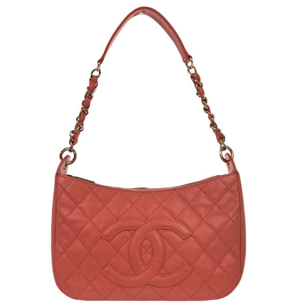 Chanel 2002-2003 Salmon Pink Caviar Skin Shoulder Bag