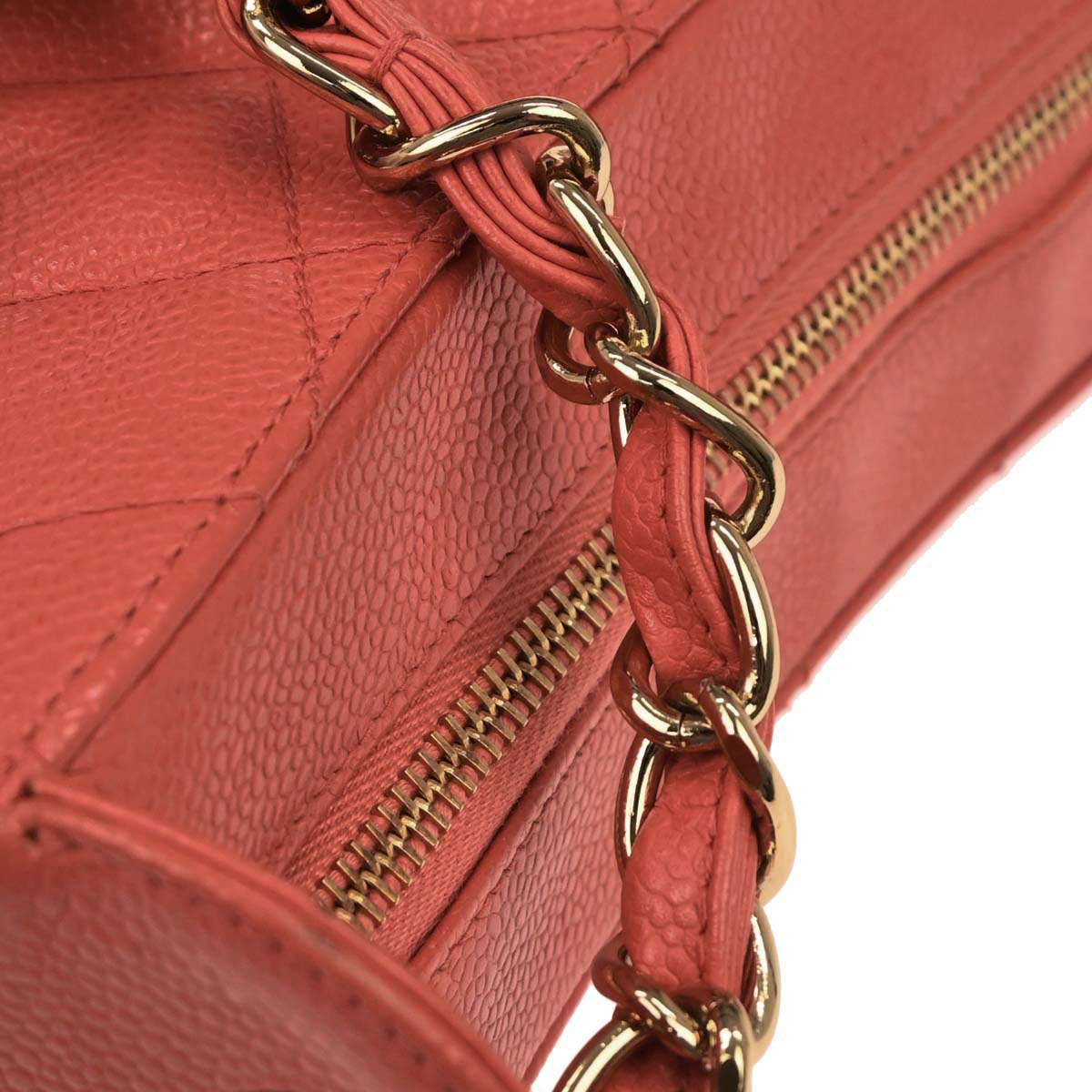 Chanel 2002-2003 Salmon Pink Caviar Skin Shoulder Bag