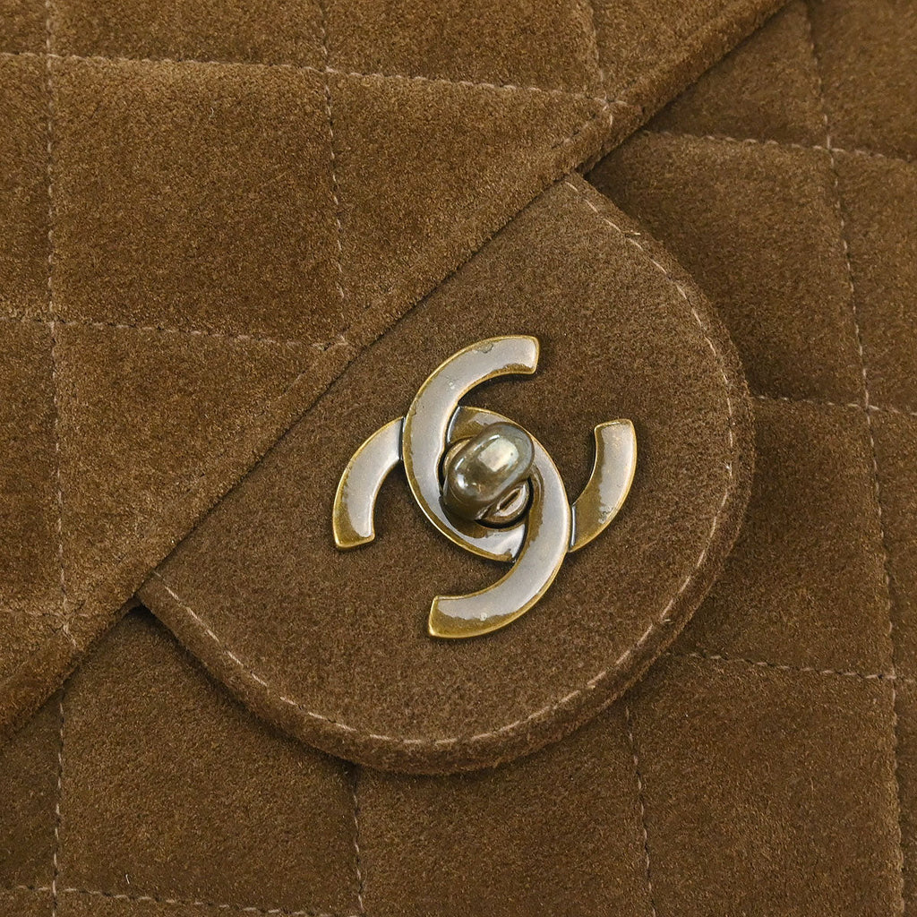 Chanel Brown Suede Jumbo Classic Flap Shoulder Bag