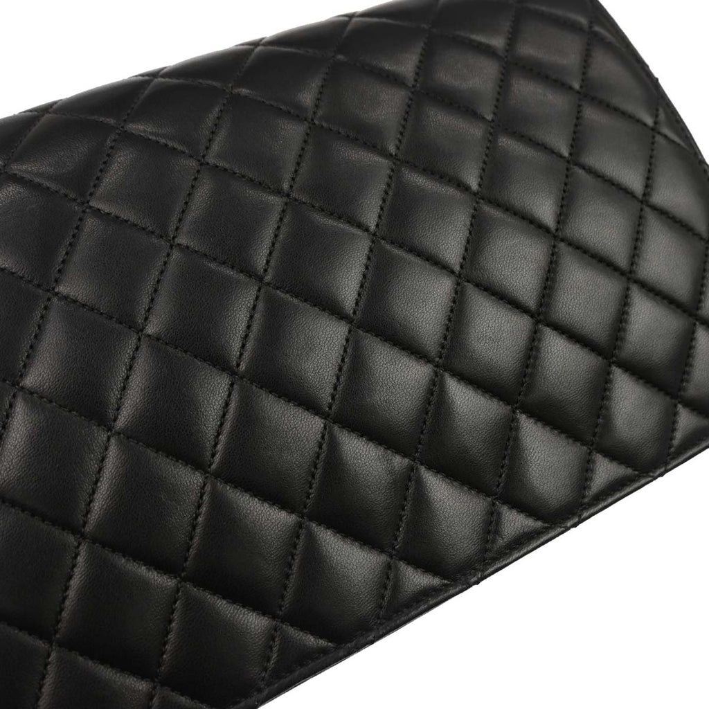 Chanel 2010-2011 Black Lambskin Turnlock Medium Half Flap Shoulder Bag