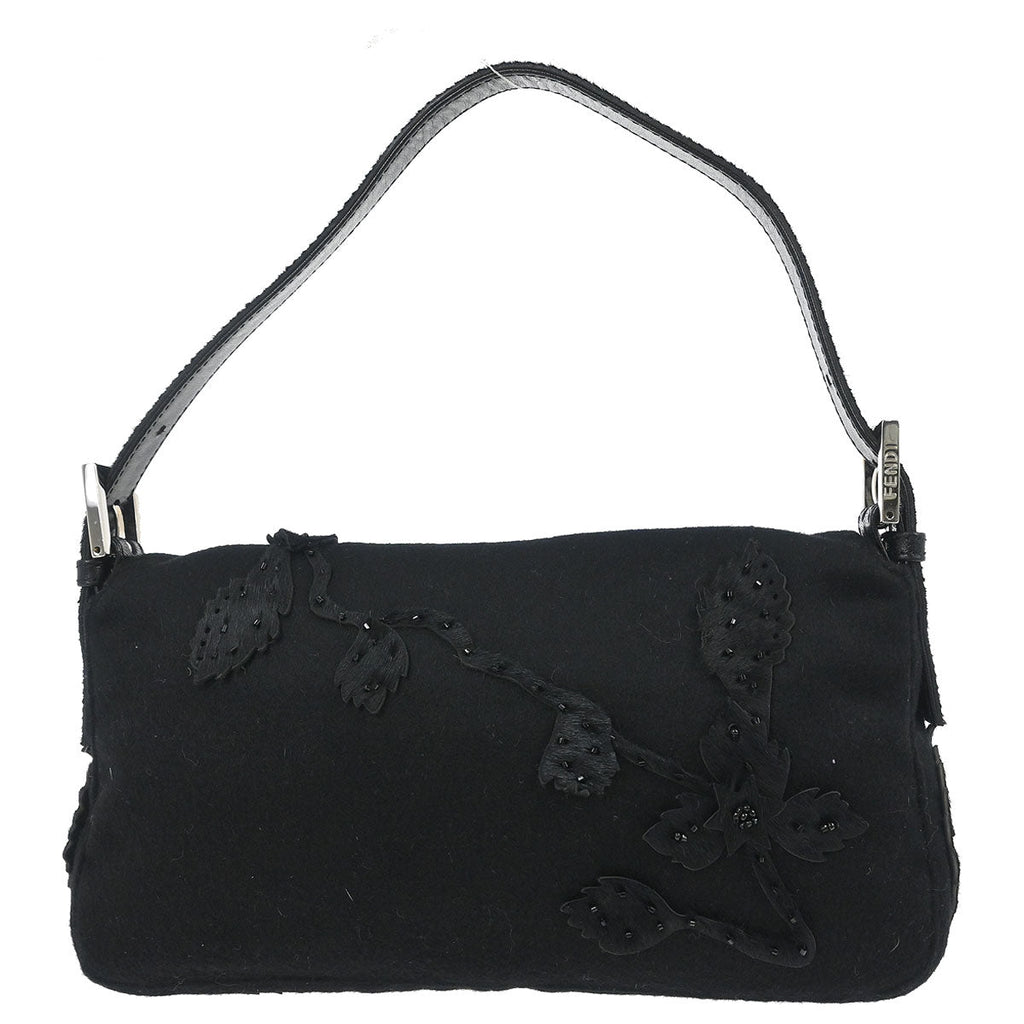 Fendi Black Felt Baguette Handbag