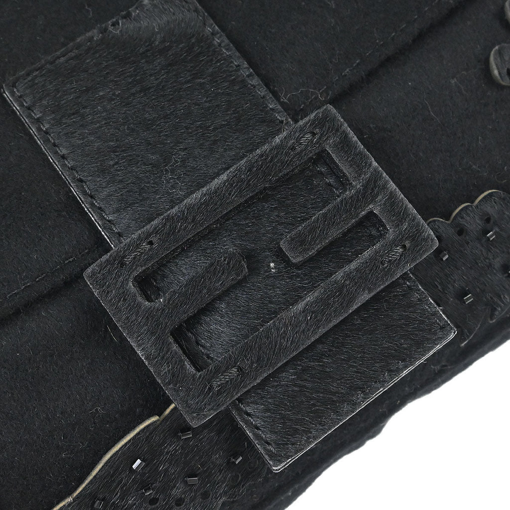 Fendi Black Felt Baguette Handbag