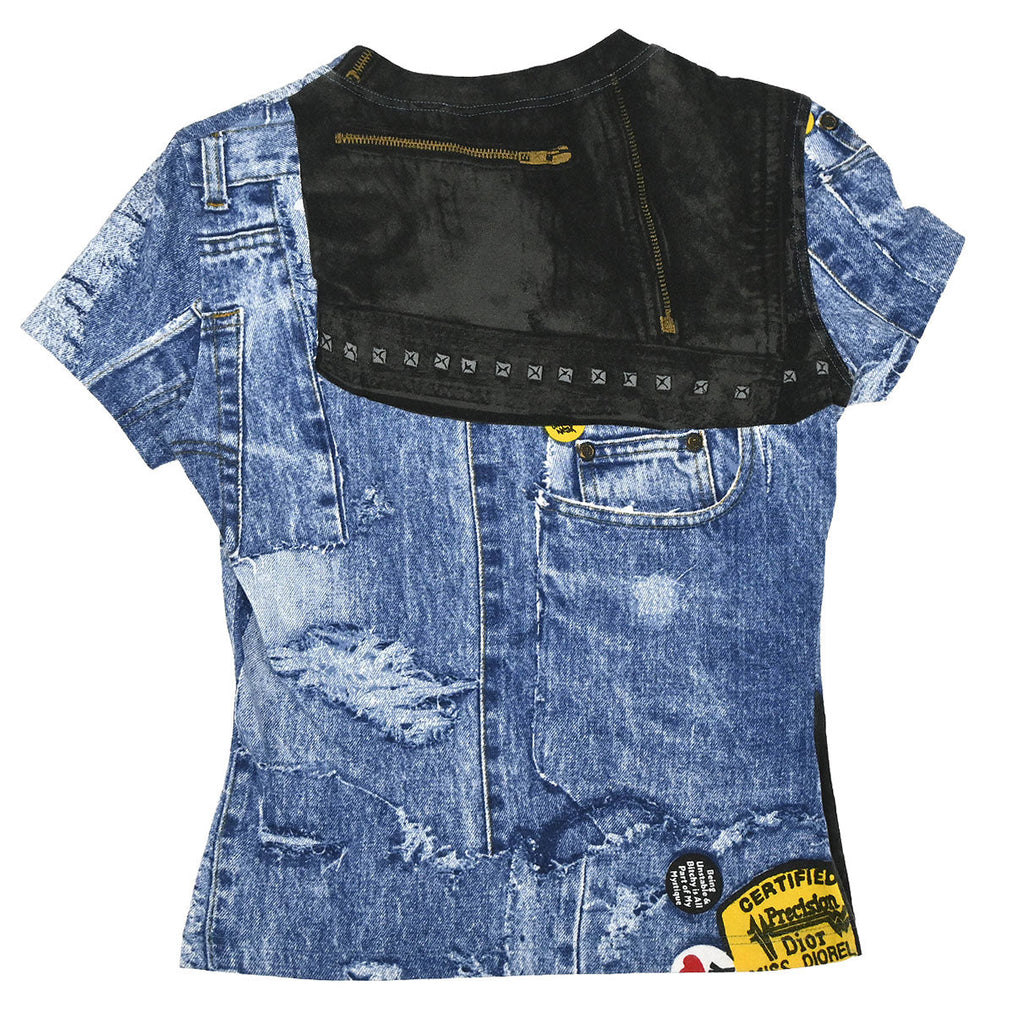 Christian Dior 2001 T-shirt Top Denim Print Blue #38