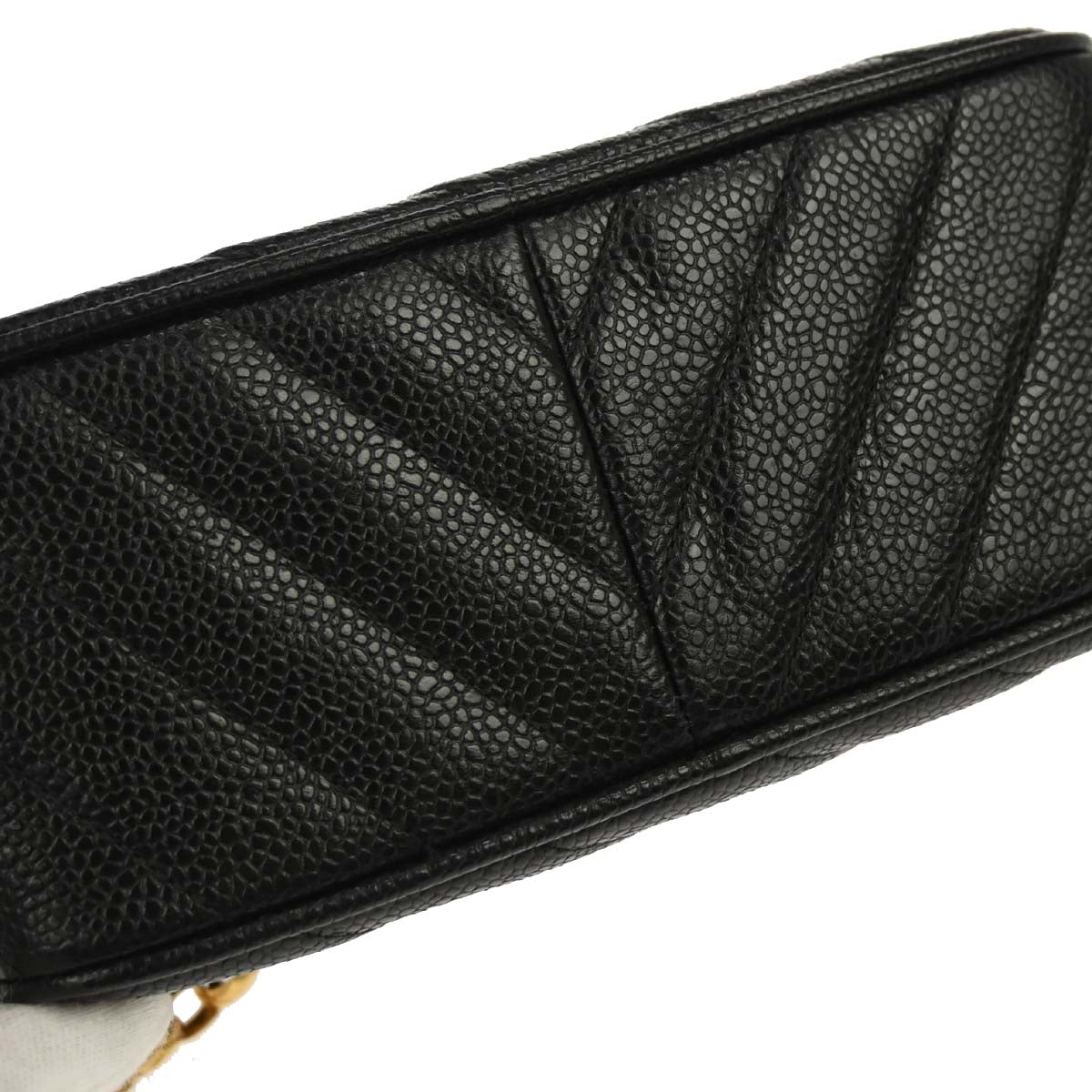 Chanel 1991-1994 Black Calfskin Bias Stitch Camera Bag Mini