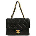 Chanel 1994-1996 Black Lambskin Mini Square Flap Handbag 17