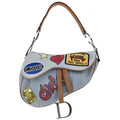 Christian Dior Light Blue Cotton Miss Diorella Saddle Handbag