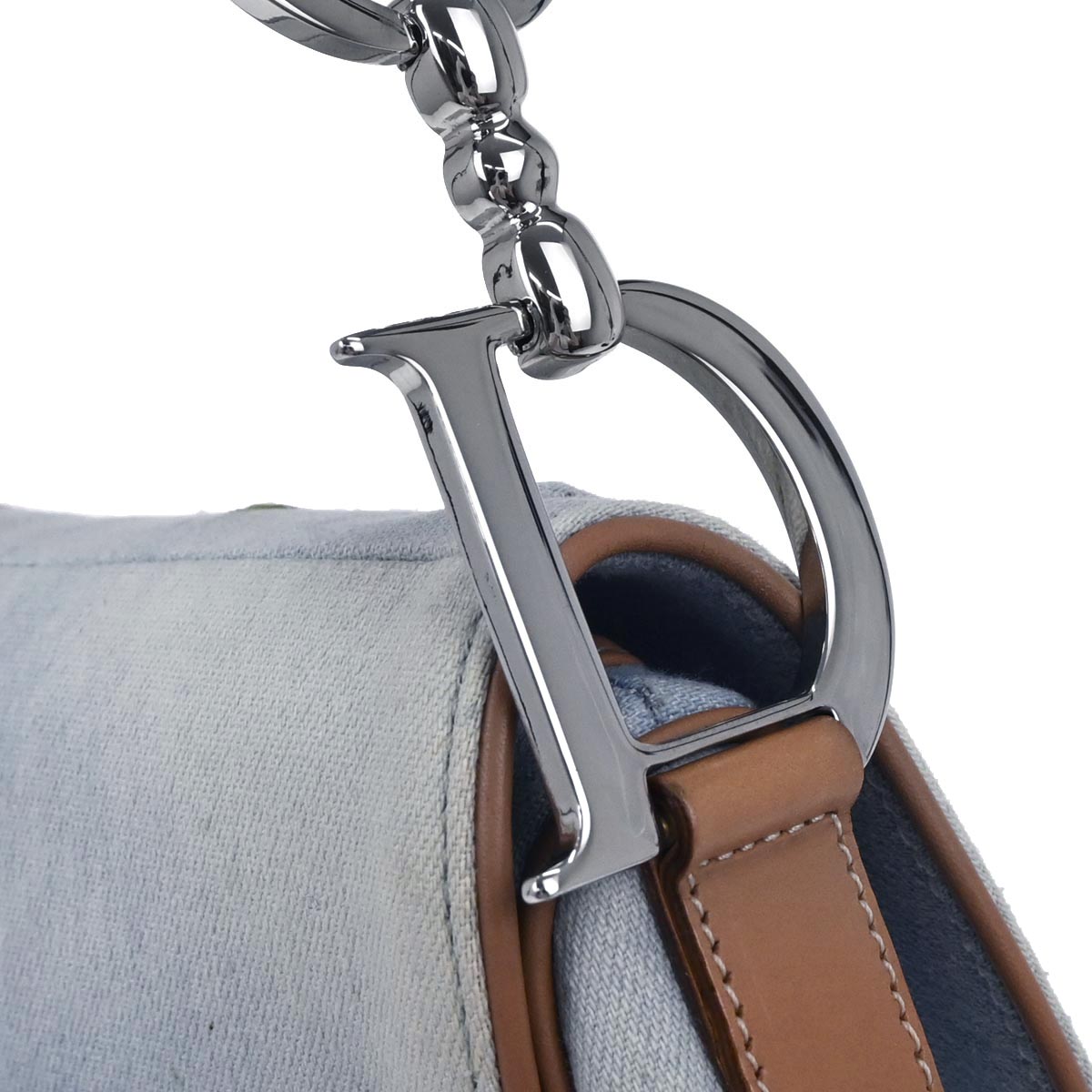 Christian Dior Light Blue Cotton Miss Diorella Saddle Handbag