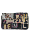 Chanel 2012 Navy Tweed Single Flap Patchwork Shoulder Bag