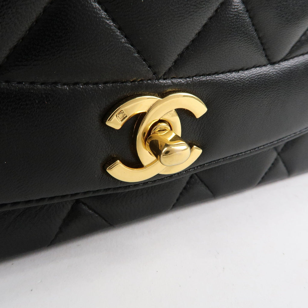 CHANEL Matelasse Lambskin Diana Chain Shoulder Bag Black A01165