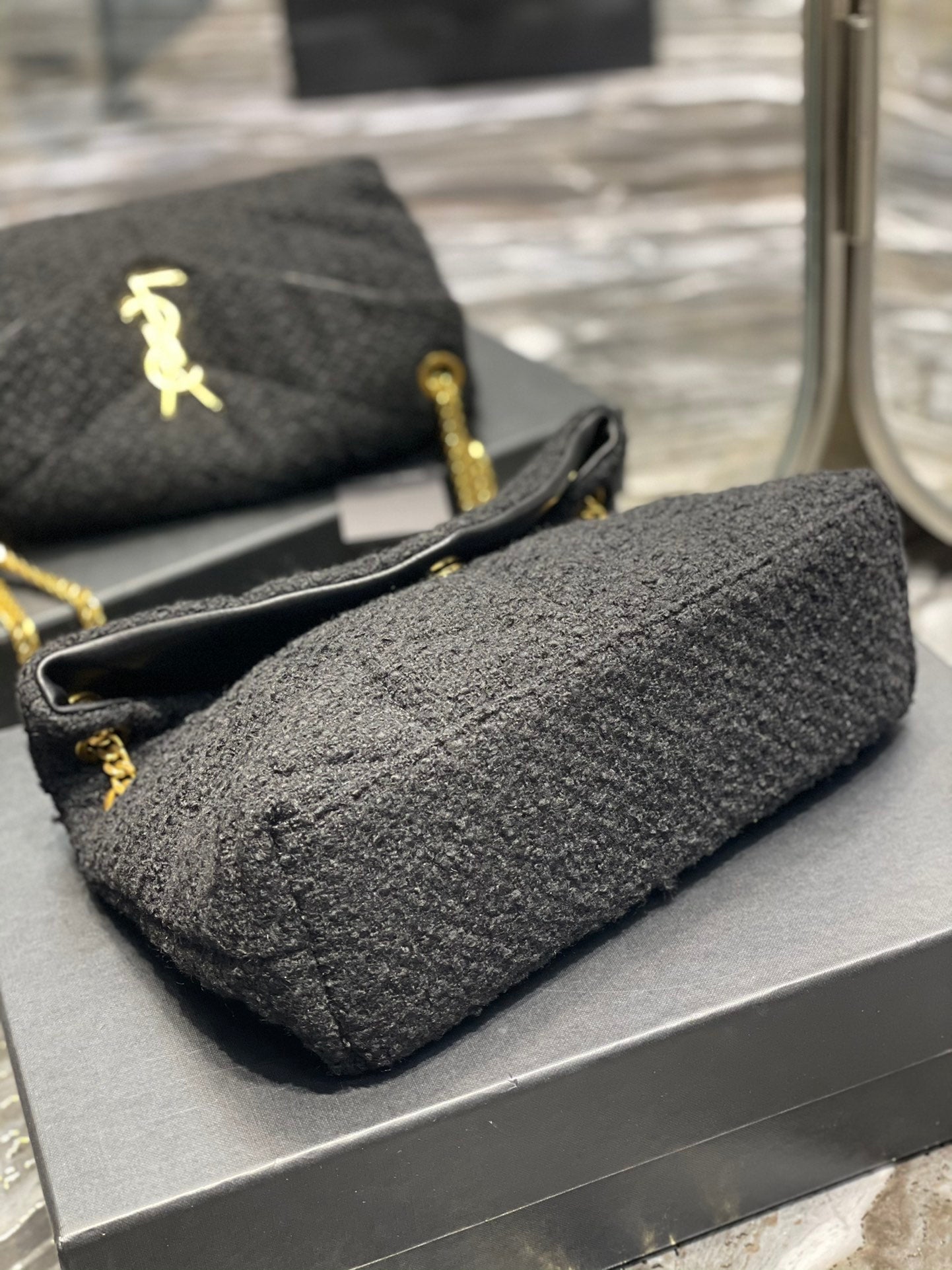 YSSL Puffer Small Chain Bag Black For Women, Women’s Bags 11in/29cm YSLâ