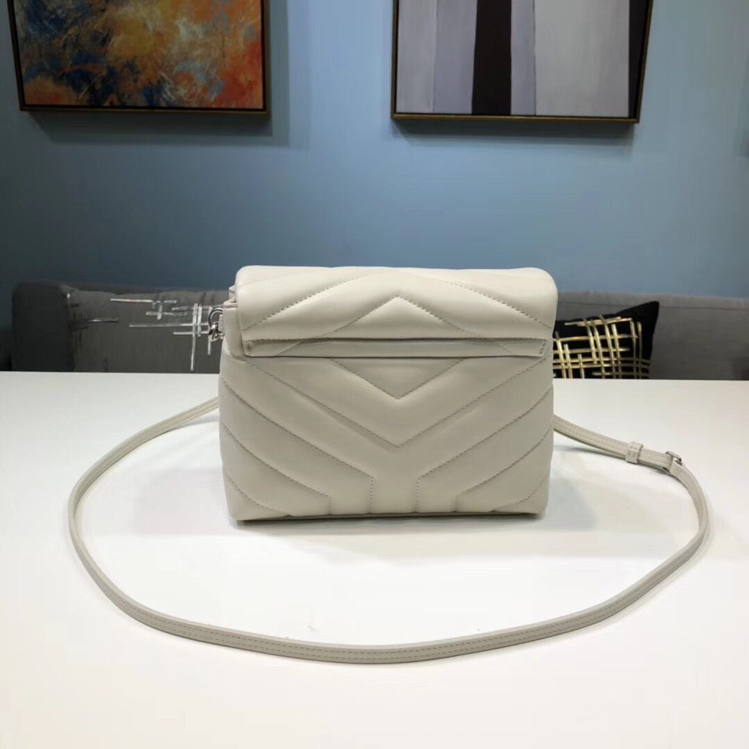Top Quality Loulou Mini Shoulder Bag White For Women 7in/18cm YSL