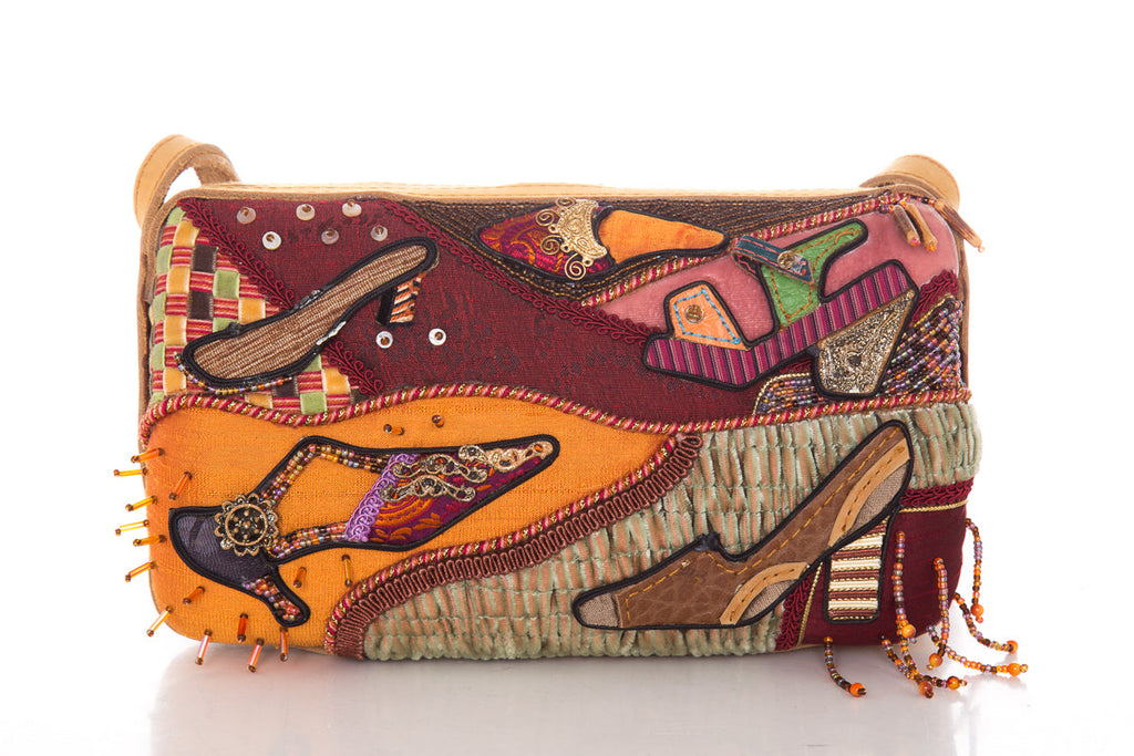 Mary FranCelines Multcolor Printed Embellished Shoulder Bag