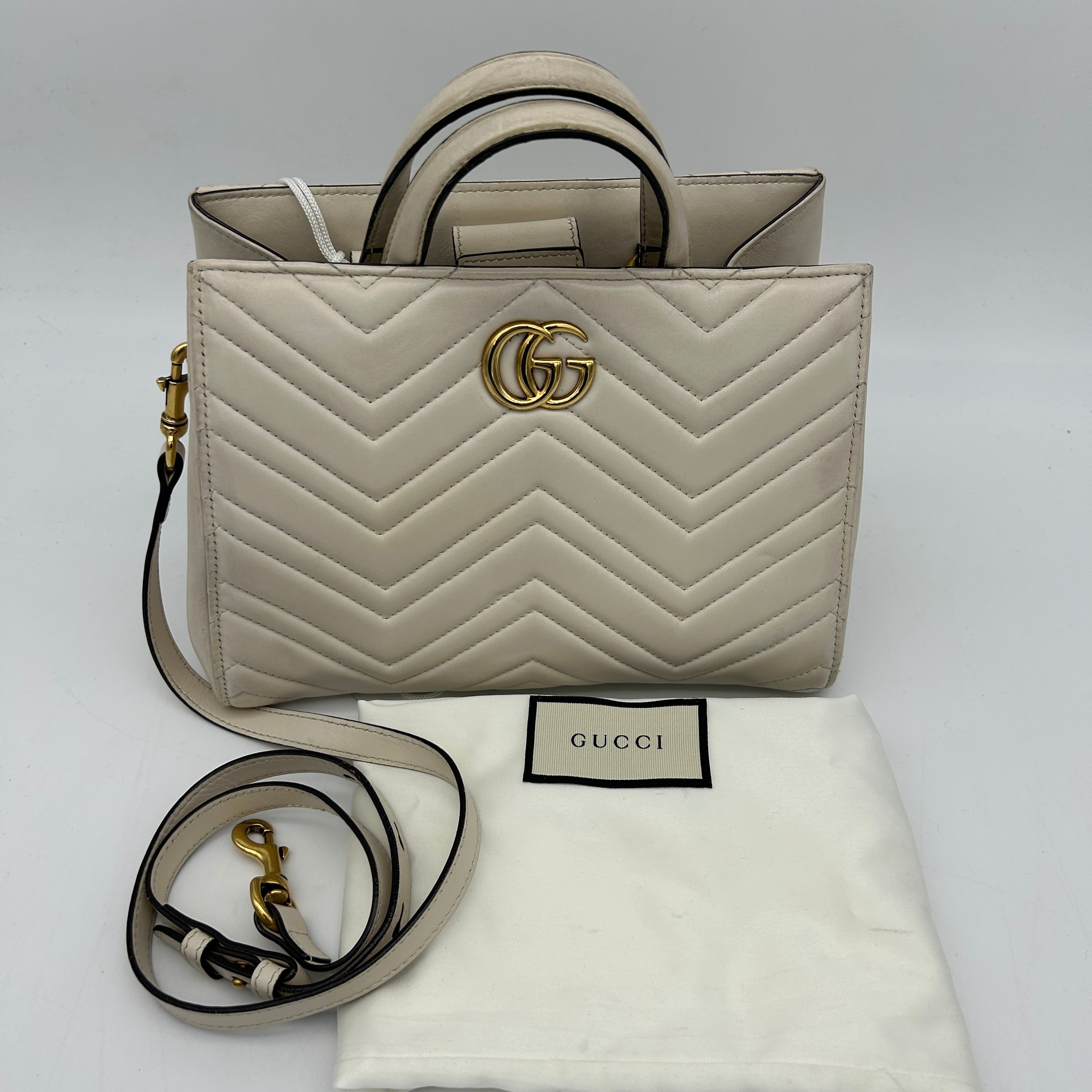 Gucci GG Marmont White Leather Shoulder Bag Medium