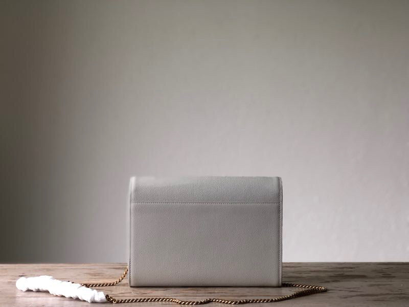 Saint Laurent Cassandra Flap-Front Crossbody Bag White For Women 8.7in/22cm YSL 