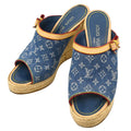 Louis Vuitton 2005 Monogram Denim Blue Sandals Shoes #36