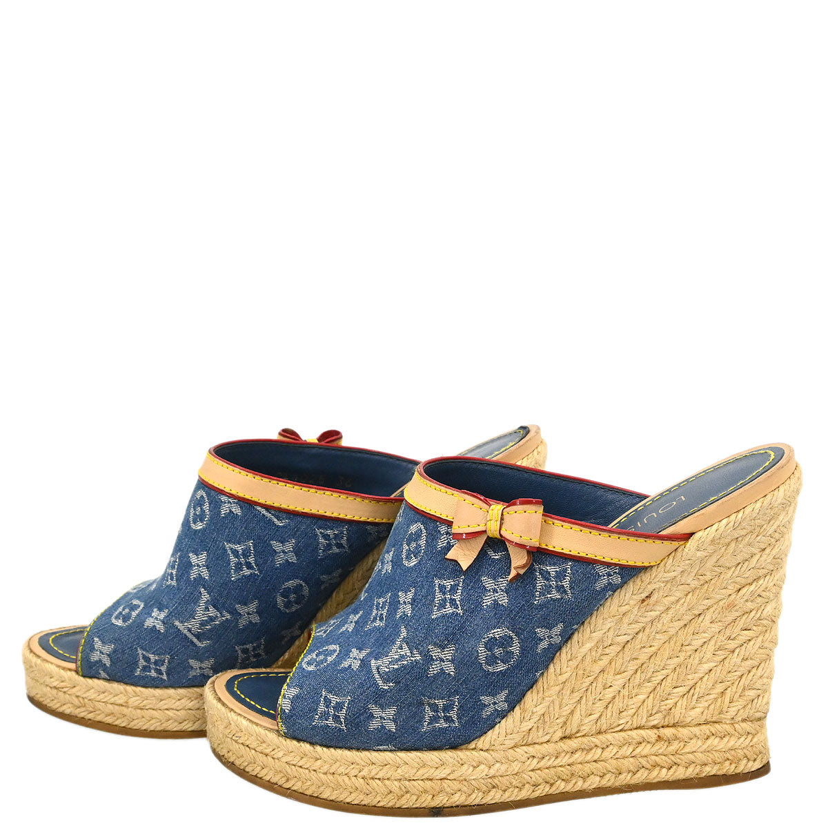 Louis Vuitton 2005 Monogram Denim Blue Sandals Shoes #36