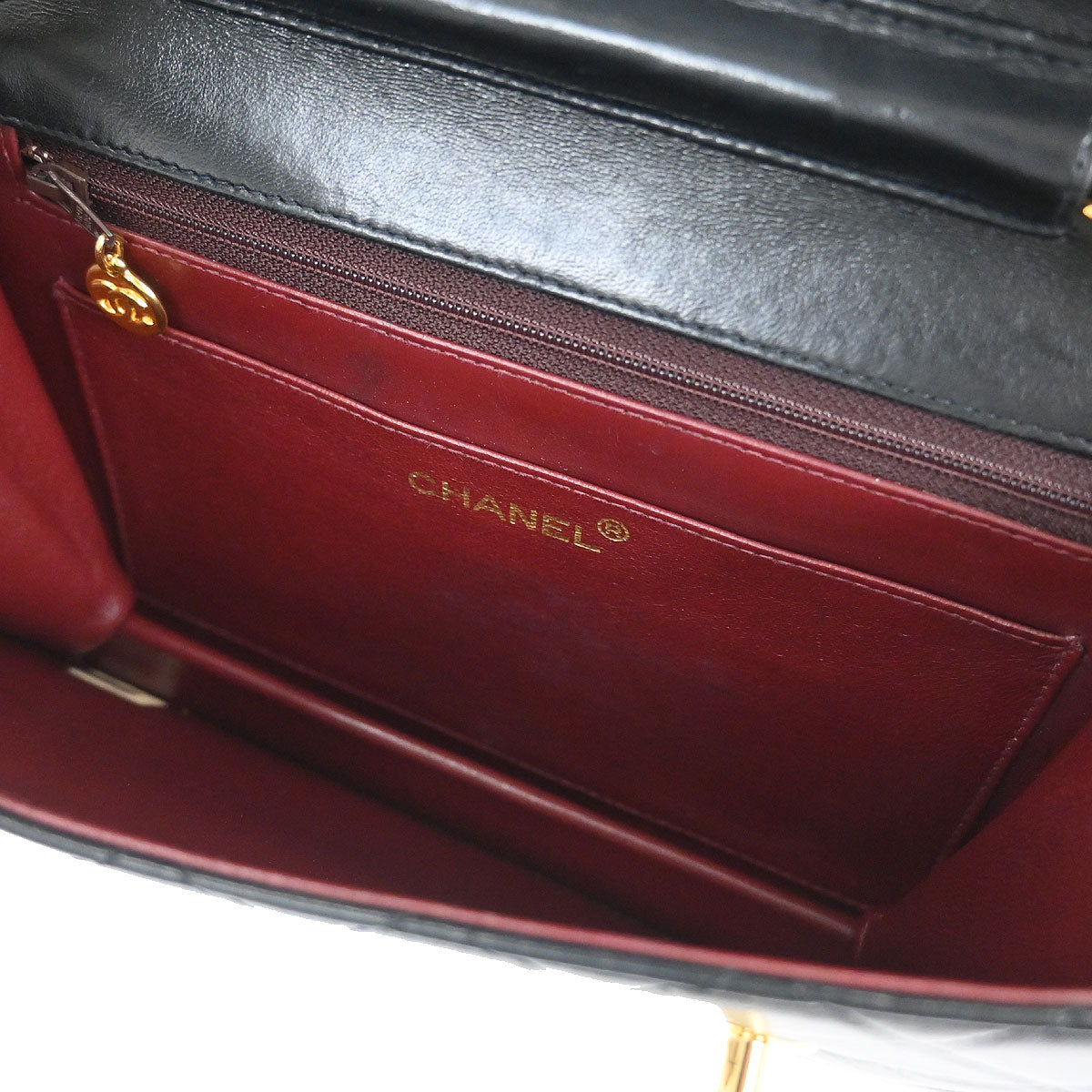 Chanel 1989-1991 Black Lambskin 2way Shoulder Handbag