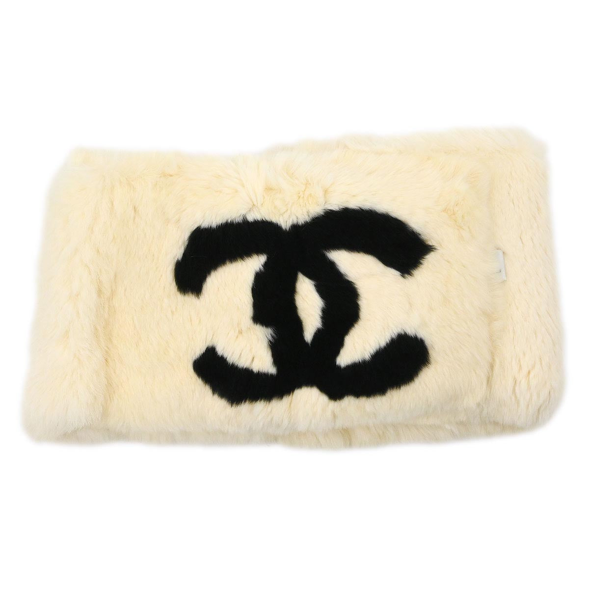 Chanel * Lapin Fur Scarf Ivory Small Good