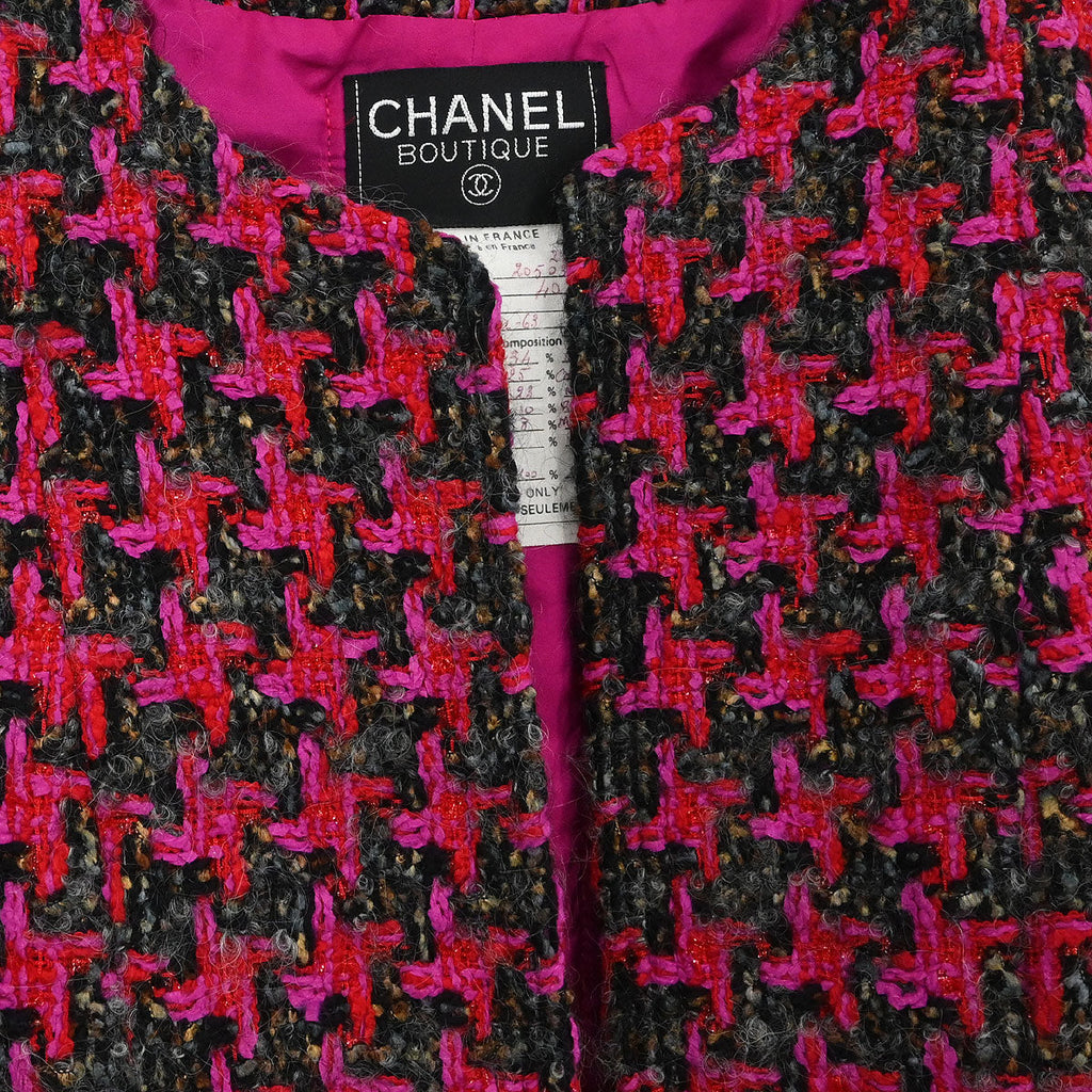 Chanel Setup Suit Collarless Jacket Skirt Pink #40