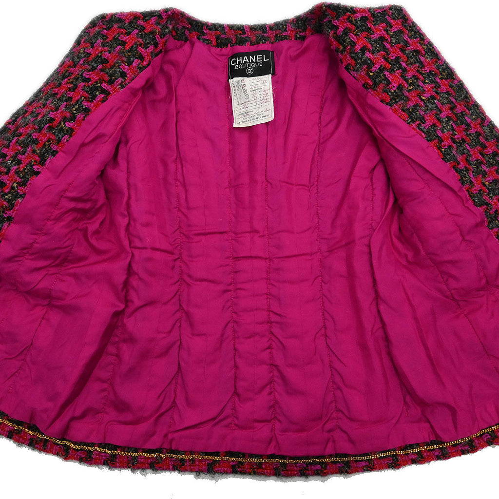 Chanel Setup Suit Collarless Jacket Skirt Pink #40
