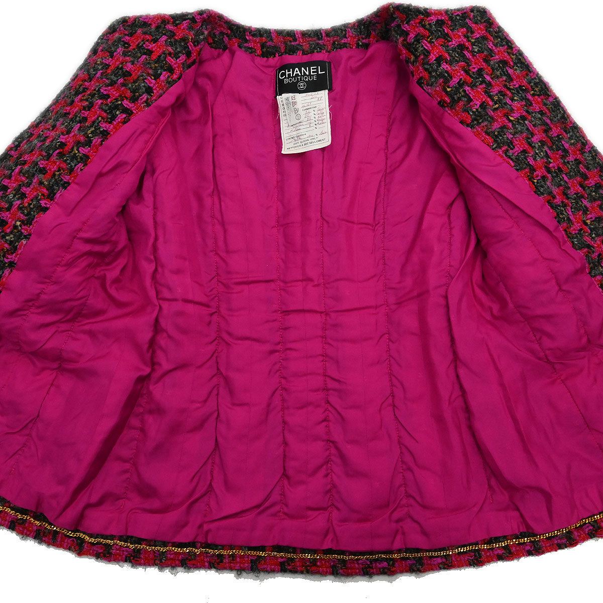 Chanel Setup Suit Collarless Jacket Skirt Pink #40