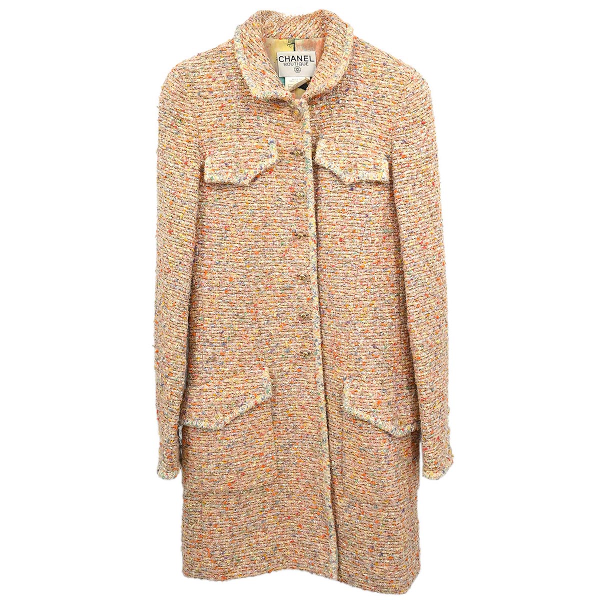 Chanel 1997 Single Breasted Coat Pink #38