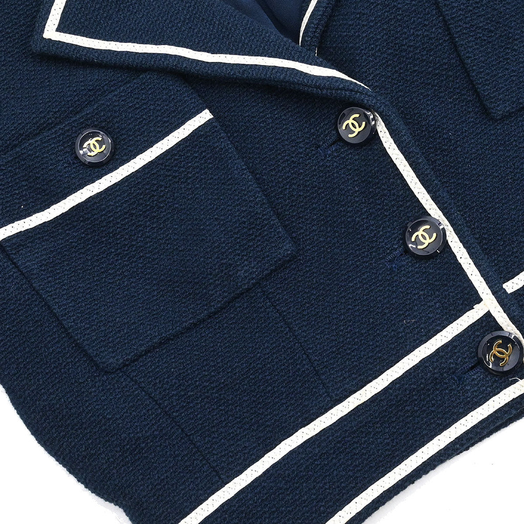 Chanel 1995 Single Breasted Jacket Navy #38