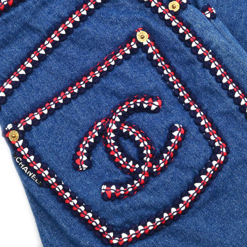 Chanel Long Denim Pants Blue #36