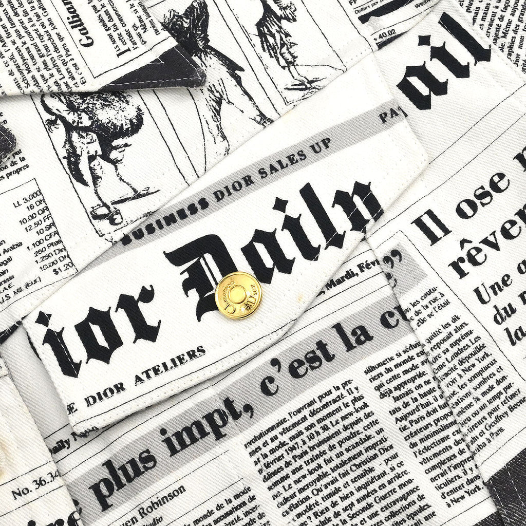 Christian Dior 2000 Single Breasted Jacket Newspaper White #40