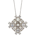 Chanel Rhombus Rhinestone Silver Chain Pendant Necklace 08A