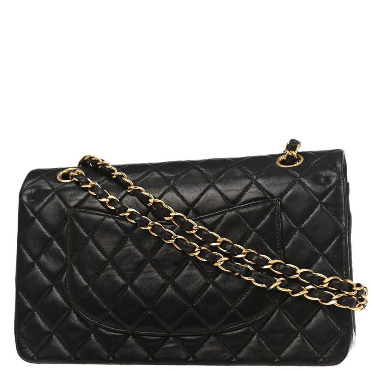 Chanel 2002-2003 Black Lambskin Medium Classic Double Flap Shoulder Bag