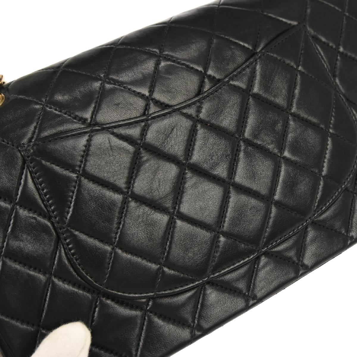 Chanel 2002-2003 Black Lambskin Medium Classic Double Flap Shoulder Bag