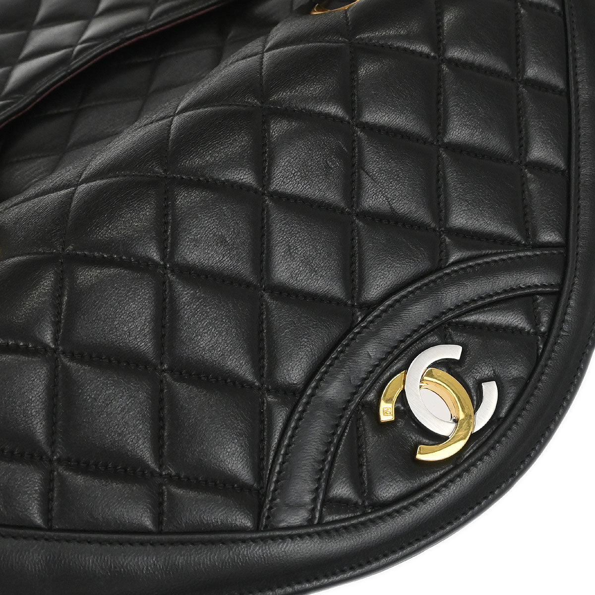 Chanel 1994-1996 Black Lambskin Paris Shoulder Bag