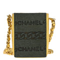 Chanel 2000-2002 Pony Hair Khaki Chain Shoulder Cigarette Case Small Good