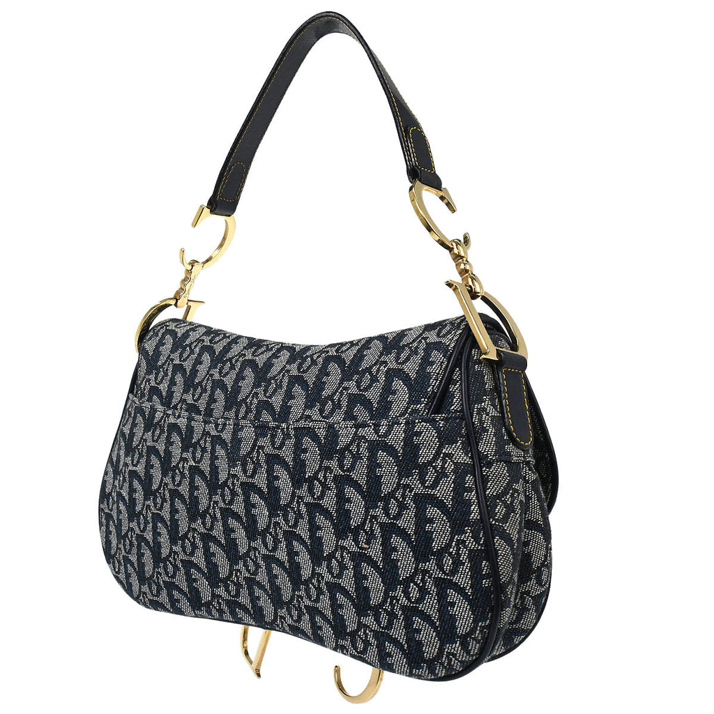 Christian Dior Navy Trotter Double Saddle Handbag