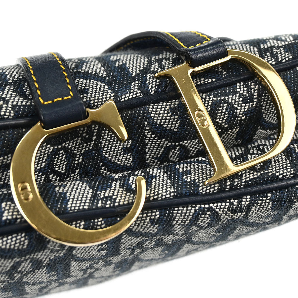 Christian Dior Navy Trotter Double Saddle Handbag