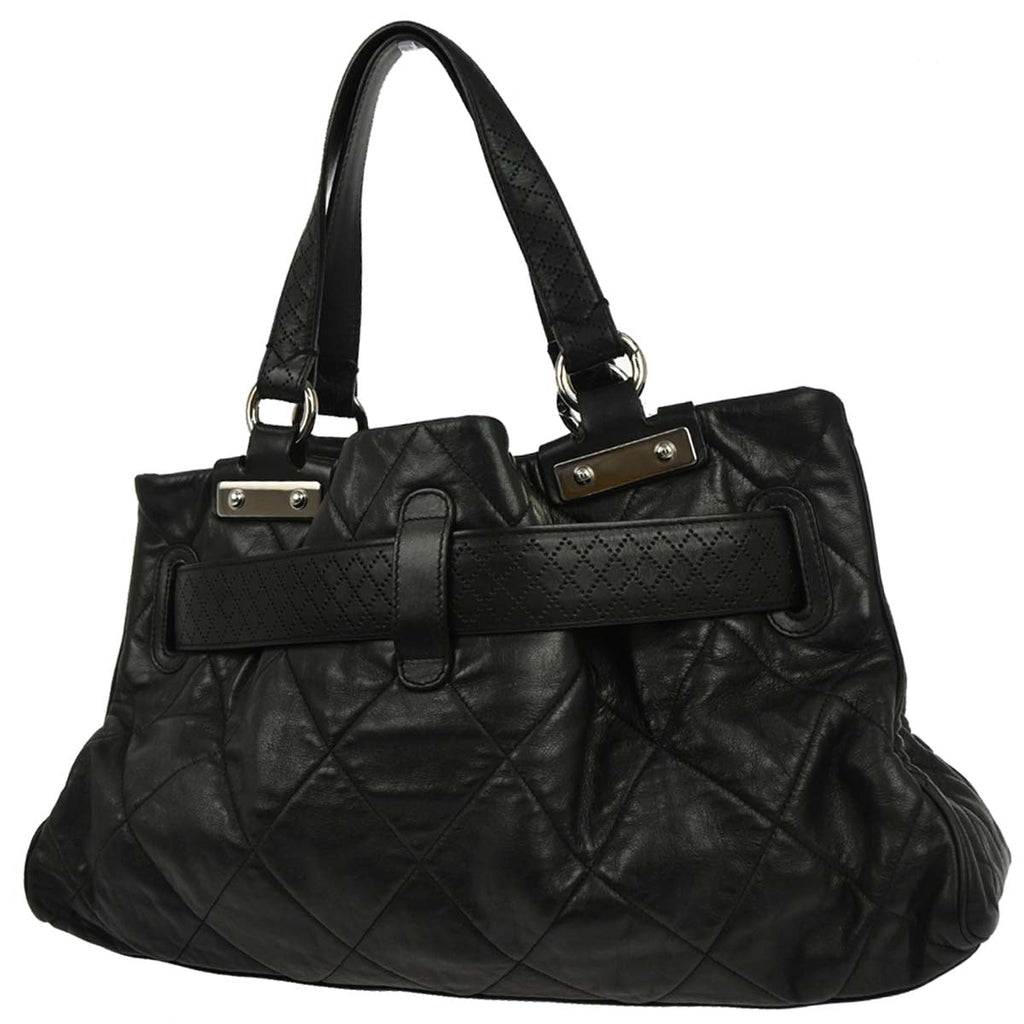 Chanel 2008-2009 Black Lambskin Paris-Londres Door Latch Tote Handbag