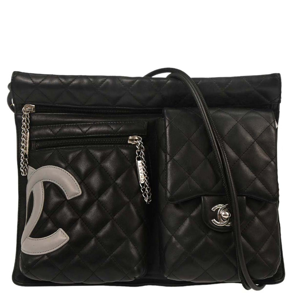 Chanel 2005-2006 Black Calfskin Cambon Ligne Shoulder Bag