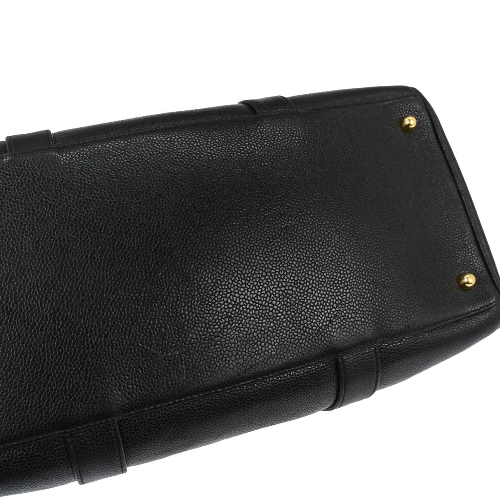 Chanel Black Caviar Skin 2way Shoulder Duffle Handbag