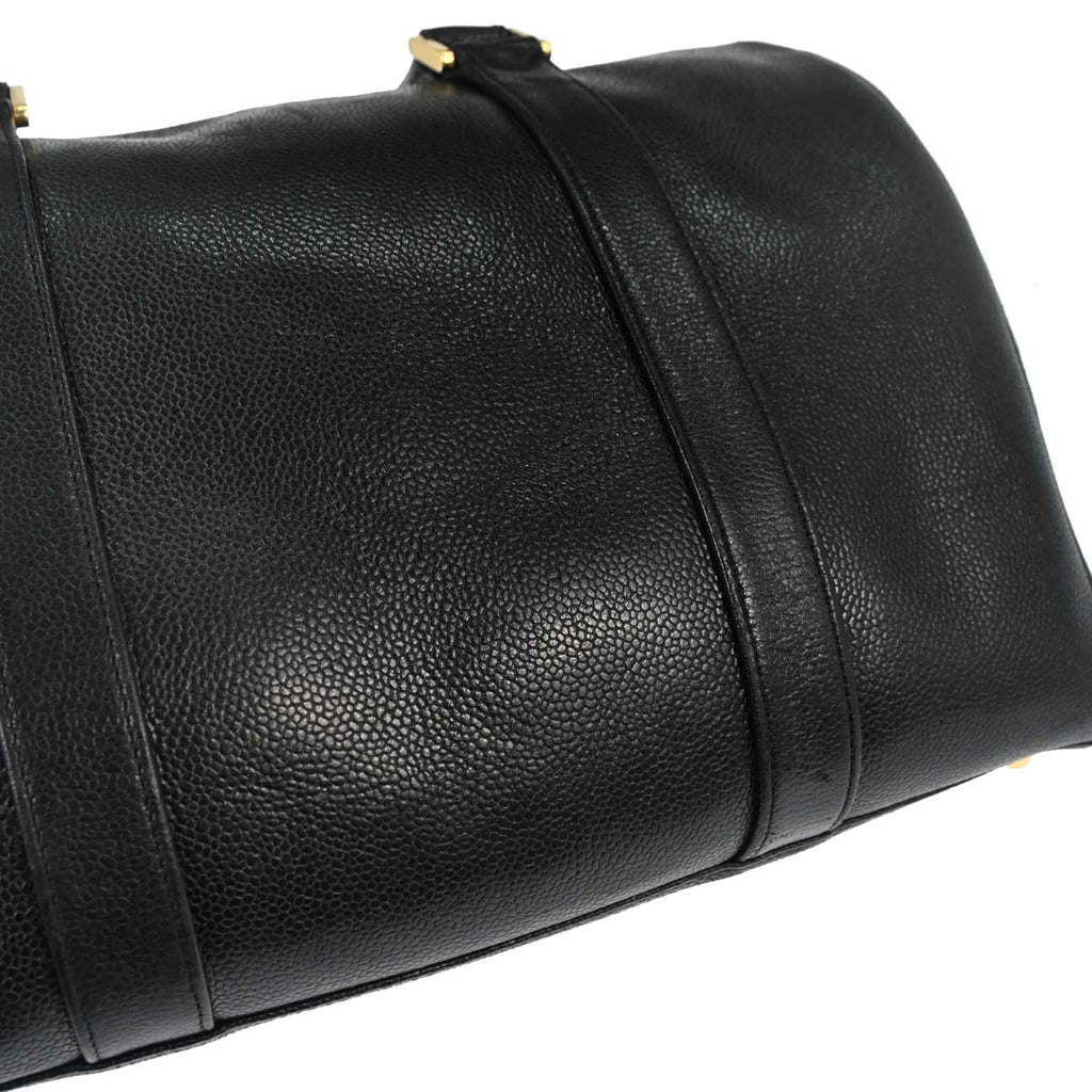 Chanel Black Caviar Skin 2way Shoulder Duffle Handbag