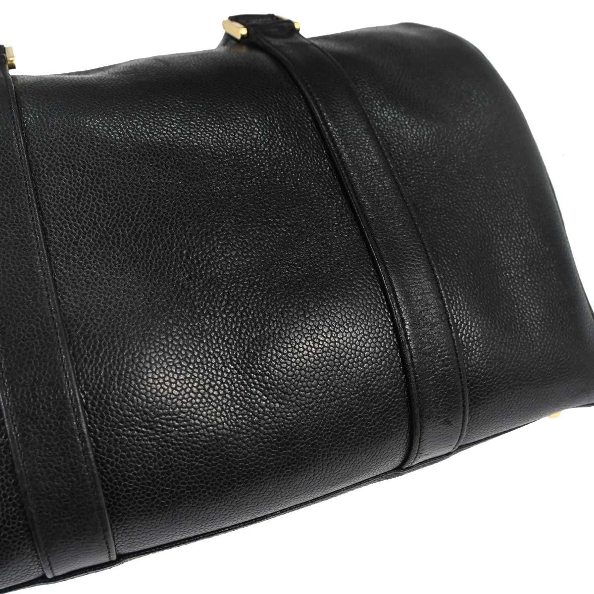 Chanel Black Caviar Skin 2way Shoulder Duffle Handbag