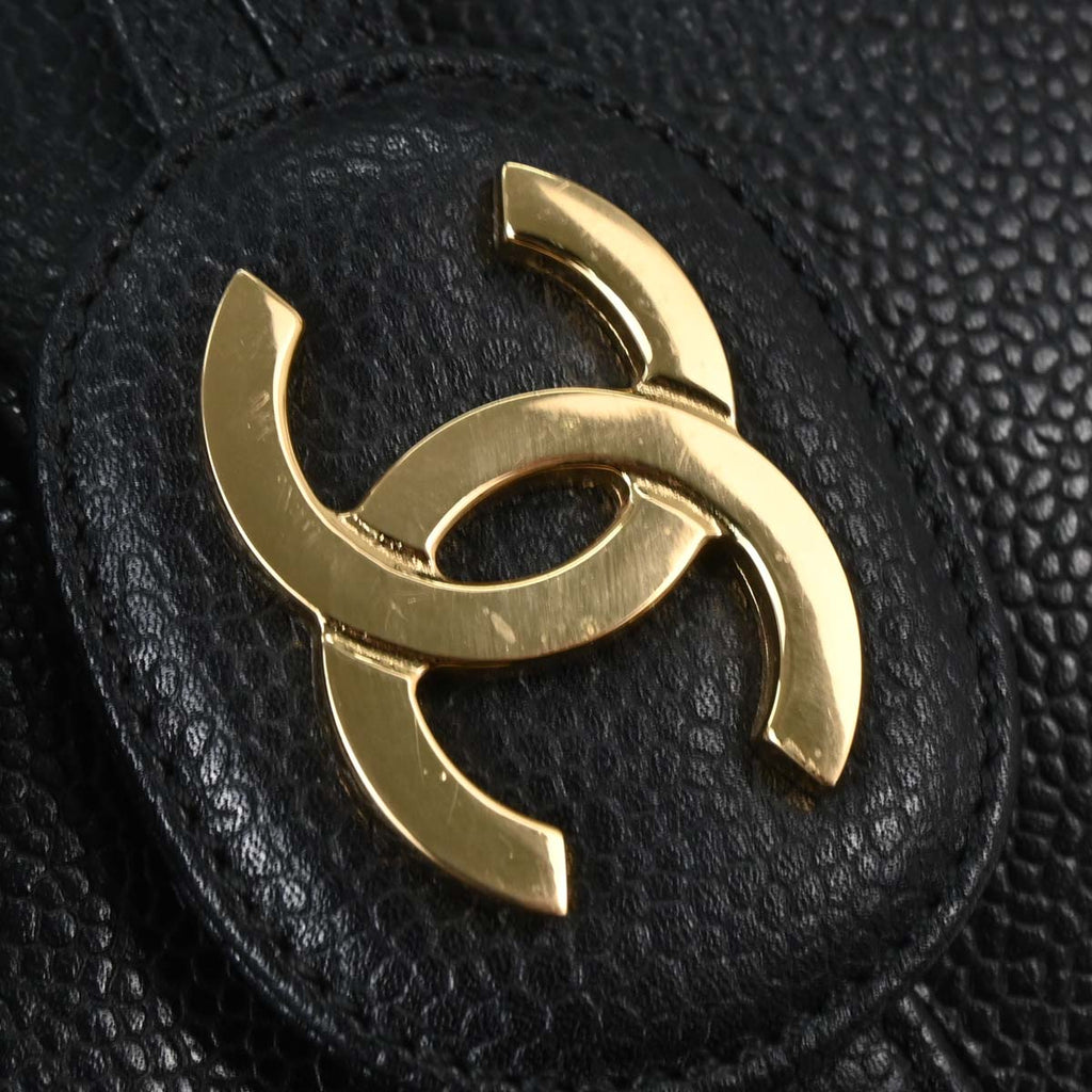 Chanel Black Caviar Skin 2way Shoulder Duffle Handbag