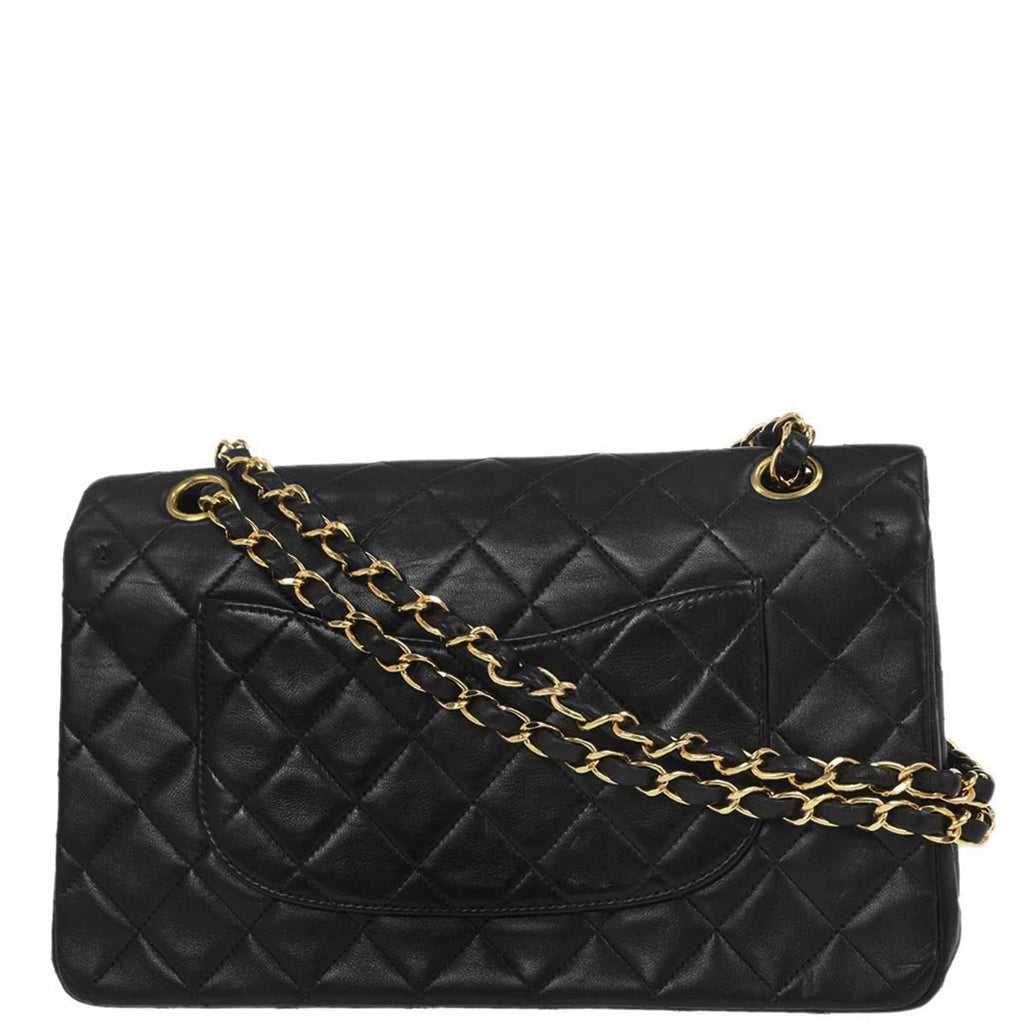 Chanel 1996-1997 Black Lambskin Medium Classic Double Flap Shoulder Bag
