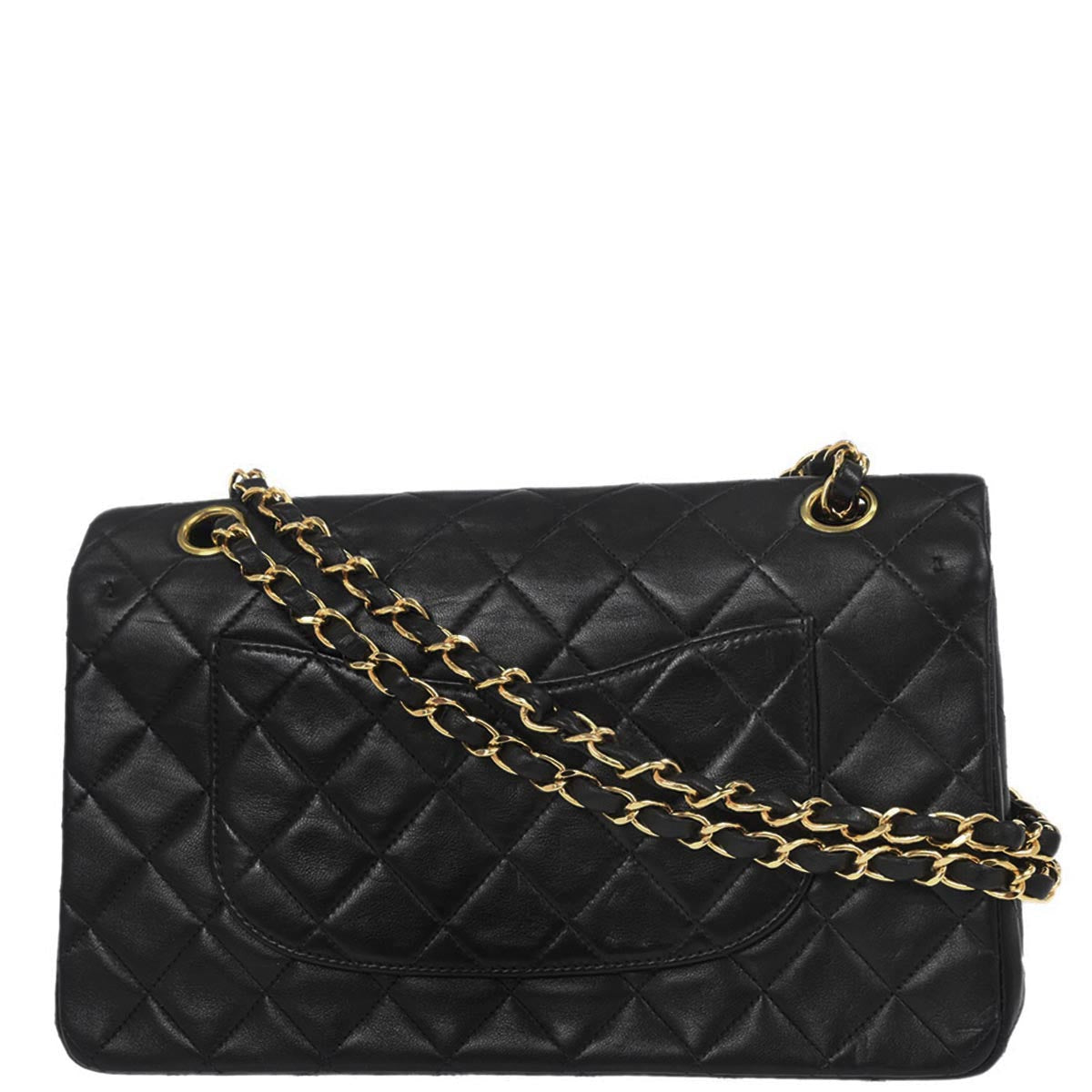 Chanel 1996-1997 Black Lambskin Medium Classic Double Flap Shoulder Bag