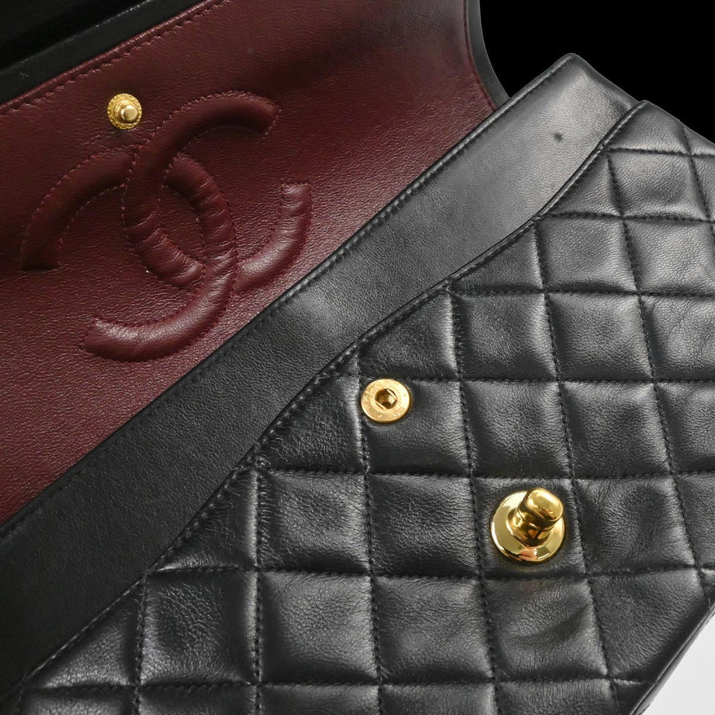 Chanel 1996-1997 Black Lambskin Medium Classic Double Flap Shoulder Bag
