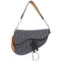 Christian Dior Navy Canvas Flight Trotter Saddle Handbag