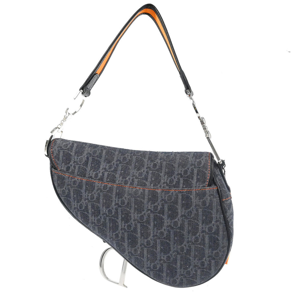 Christian Dior Navy Canvas Flight Trotter Saddle Handbag