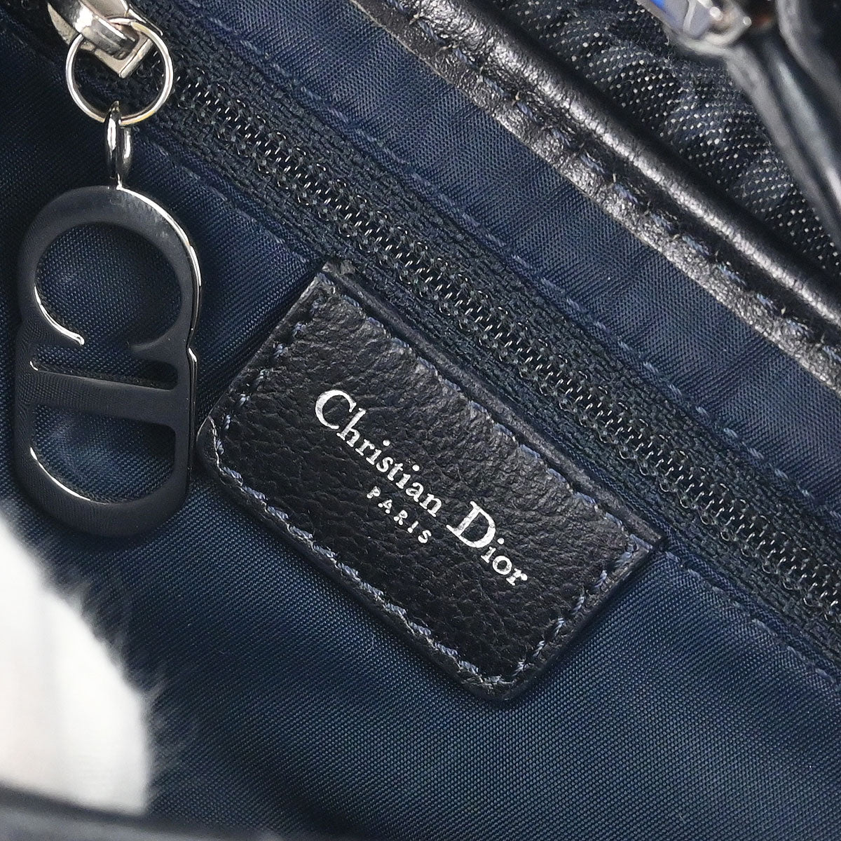 Christian Dior Navy Canvas Flight Trotter Saddle Handbag